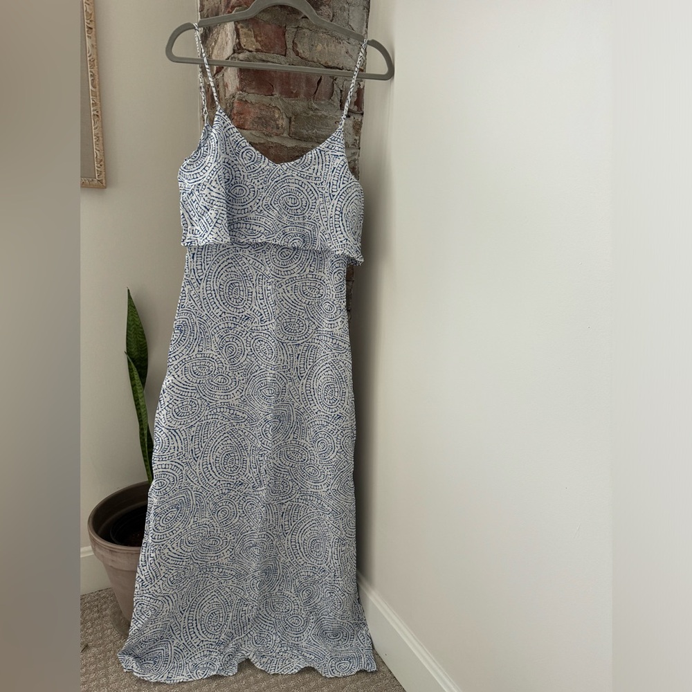 Intermix Blue and White Patterned Maxi Dress
